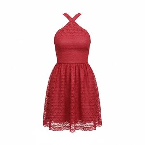 Moda International Red One-Shoulder Lace Fit & Flare Dress